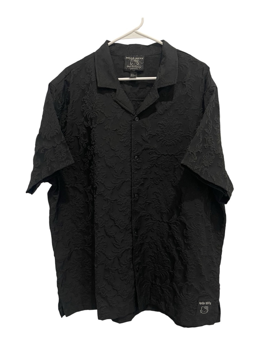 Hello Kitty 50th Anniversary x Forever 21 Men’s Black Short-Sleeve Camp Shirt